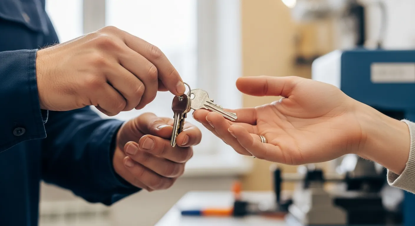 Locksmith handing keys